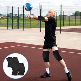 Volleyball Knee Pads and Elbow Brace Pads Set, Compression Breathable Arm and Knee Protection Sleeves with Soft Support Cushion for Men and Women Yoga