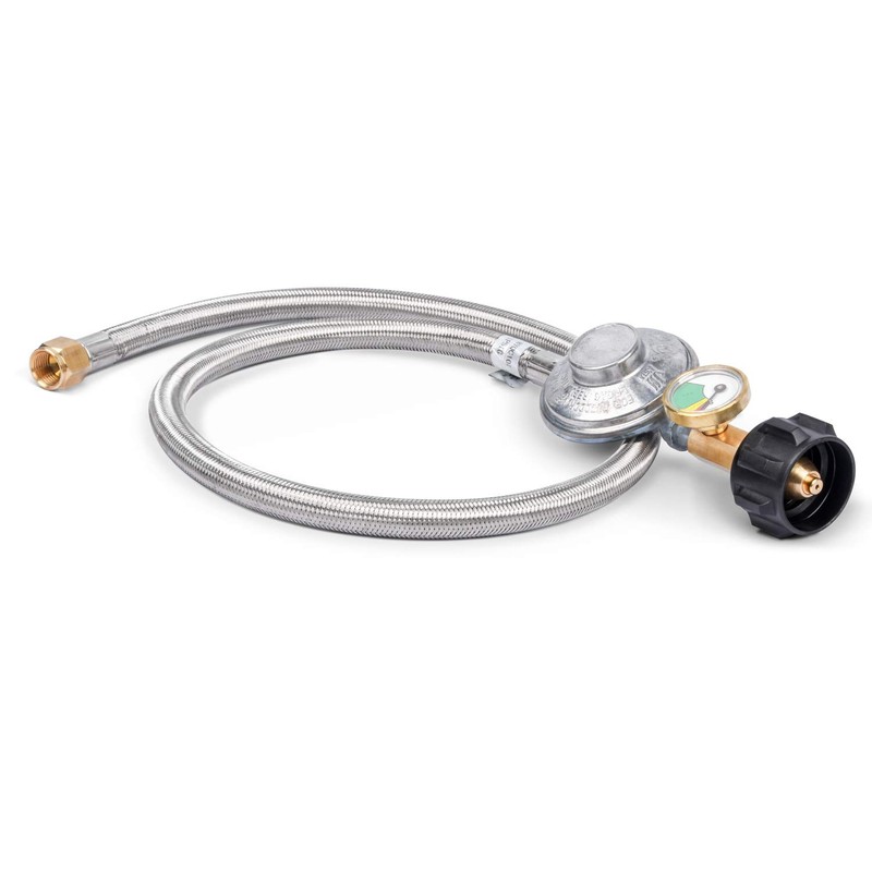 GasSaf 3FT Propane Regulator with Hose,Stainless Steel Braided Propane Gas