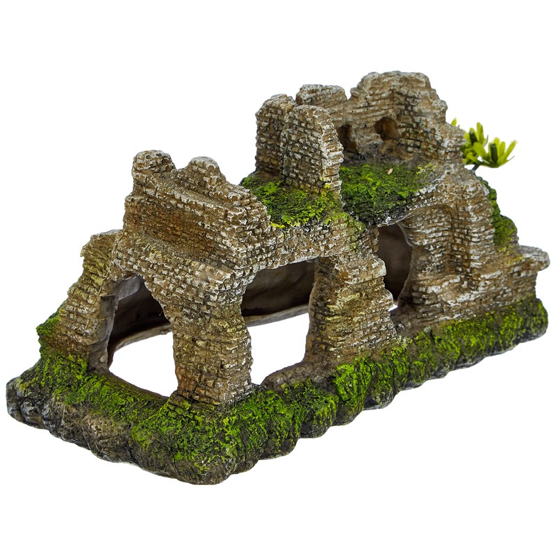Nobby Aqua Ornaments Maya Ruin with Plants, 21.7 x 14.7