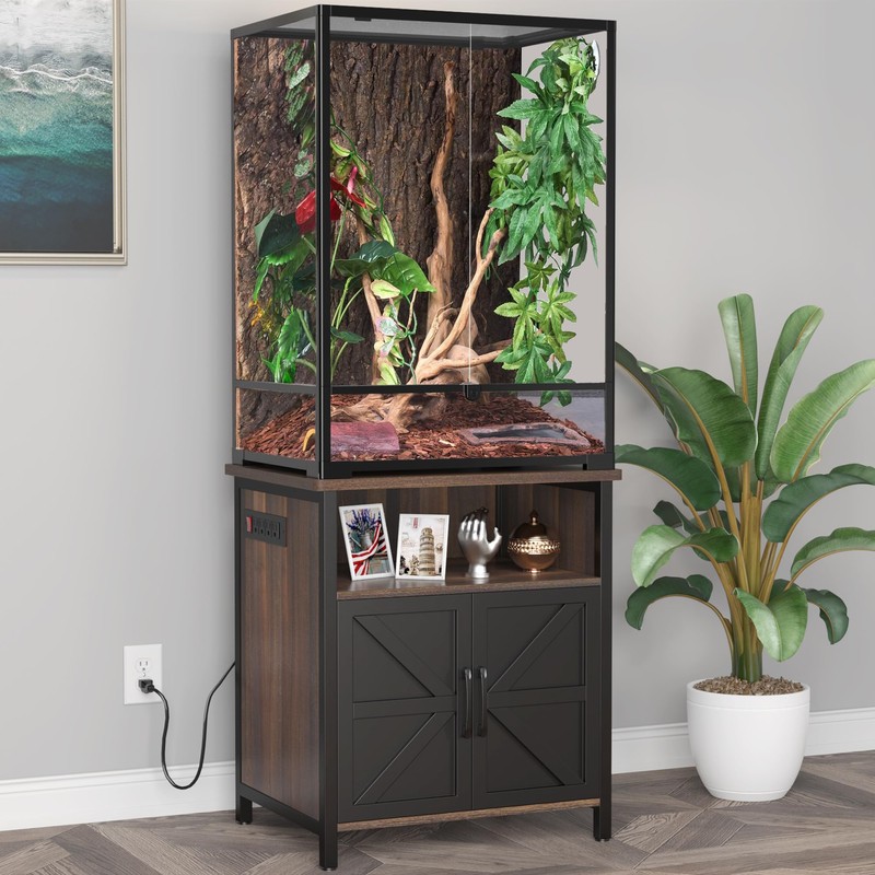 GDLF Terrarium Stand Reptile Tank Stand with Accessories Storage and