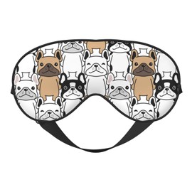 Sleep Eye Mask Cute Cartoon Bulldog Sleep Mask for Women Men Comfortable Eye Mask with Adjustable Strap Soft Eye Cover Blindfold for Travel Yoga Nap Shift Work