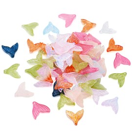 Beadthoven 100pcs Mermaid Fishtail Glass Charm Pendants Assorted Colors Sea Animal Whale Tail Crystal Glass Pendants for Earrings Keychain Bracelet Necklace Jewelry Making DIY Crafts Supplies 19mm