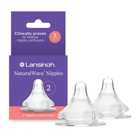 Lansinoh Tetina Para Biberón Natural Wave 2 Piezas Flujo Lento, Paquete De 1 Count