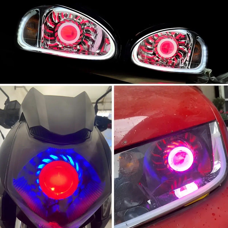 Faro Ojo Angel Y Demonio Lupa Led Moto Auto Tipo