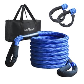 Tether Tite Kinetic Recovery Tow Rope (36000lbs) with 2 UHMWPE Soft Shackles (40000lbs), Heavy-Duty Offroad Snatch Strap, Vehicle Recovery kit for Jeep car Truck ATV UTV SUV (Royal Blue, 7/8'x20')