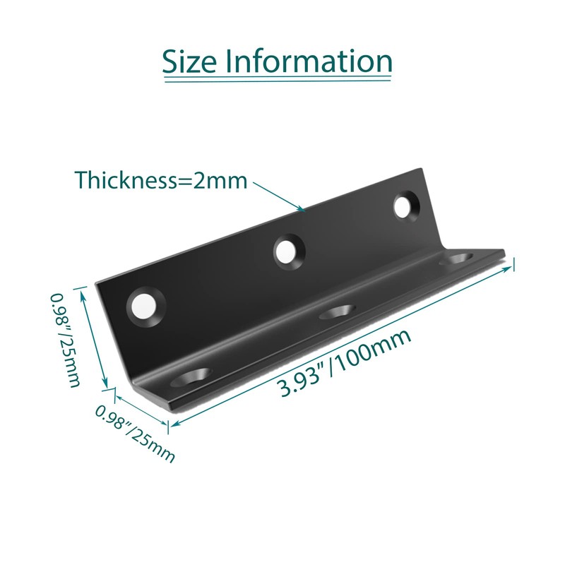 L Bracket,Heavy Duty Corner Brace,Stainless Steel Shelf Bracket,Black Large Angle