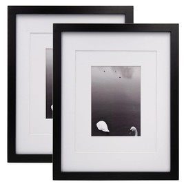 Egofine 11x14 Picture Frames Made of Solid Wood 2 PCS Black Covered by Plexiglass - for Table Top and Wall Mounting for Pictures 8x10 or 5x7 with Mat Horizontally or Vertically Display Photo Frame