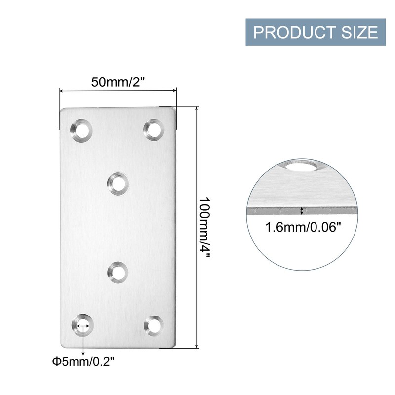 uxcell 3 Set Flat Repair Plates, 2 x 4 Inch