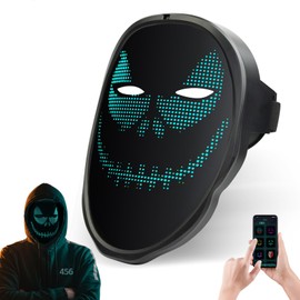 BBDKL LED Mask with Bluetooth Programmable App,Shining Led Light Up Face Mask Great for costume Cosplay Party，Adult Unisex Mask