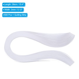 PATIKIL 600pcs Quilling Strips Paper 1/8"(3mm) 39cm Origami Paper Quilling Strip for Art DIY Hand Craft Christmas, White