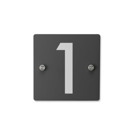 Grey Address House Sign - 148mm x 148mm Square Contemporary Modern House Number Printed Address Signage