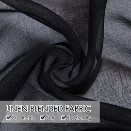 MIULEE 2 Panels Black Semi Sheer Window Curtains Elegant Grommet Top Window Voile Panels/Drapes/Treatment Linen Textured Panels for Bedroom Living Room (54X84 Inches)