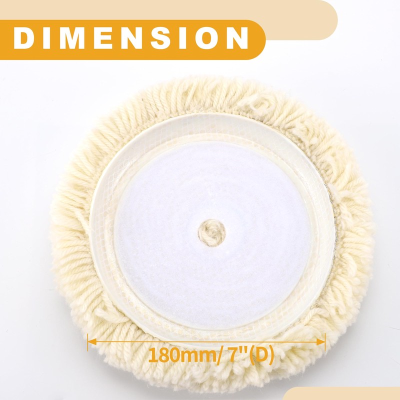 Partuto 1pc 7" 180mm Universal Wool Polishing Buffing Pad -