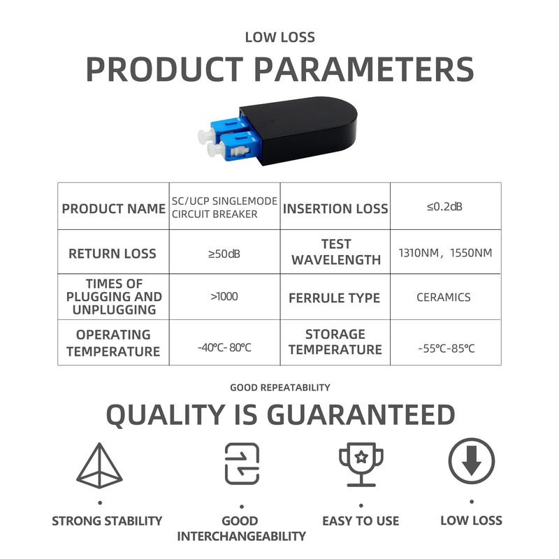 Fiber Optic Loopback Adapter SC/UPC Interface Circuitors Signal Loopback Connector