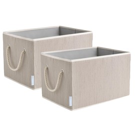 Sukkiri Homu Storage Bins [2-Pack], Foldable Storage Baskets for Organizing Toys, Books, Shelves, Closet, Large Storage Box with Rope Handles, Sturdy Organizer Bins, 16.3"x 12"x 10.24"