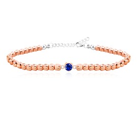 4mm Sapphire Bracelet Hematite Beaded Bracelets Adjustable - Anniversary Valentines Day Birthday Christmas Gift for Women Y3056 (Blue)