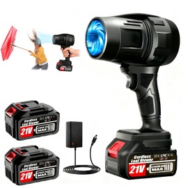 Leaf Blower Cordless with 2 x 4.0Ah Battery and Charger, 600,000 RPM Turbo Air Jet Blower, Lightweight Handheld Blower with Adjustable Speed for Patio Cleaning, Lawn Care, Car, Blowing Leaves and Dust