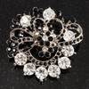 Black & White Diamante Corsage Brooch (Silver Tone)