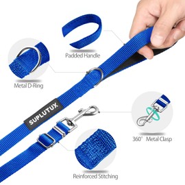 SuplutuX Recall Lead 10 m for Dogs with Storage Bag, Robust Dog Lead for Large Dogs and Small Dogs, Training Lead with D Carabiner and Handle Pad (Blue)