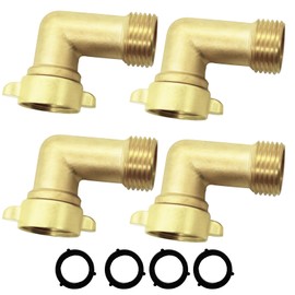 ZHONGCHENG-VALVE 90 Degree Garden Hose Elbow, 4 Pack 3/4"" Brass Water Hose Adapter, Brass Gooseneck Hose Connector, without Shut Off(2 Pack)