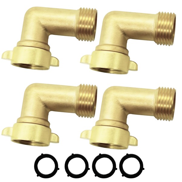 ZHONGCHENG-VALVE 90 Degree Garden Hose Elbow, 4 Pack 3/4"" Brass