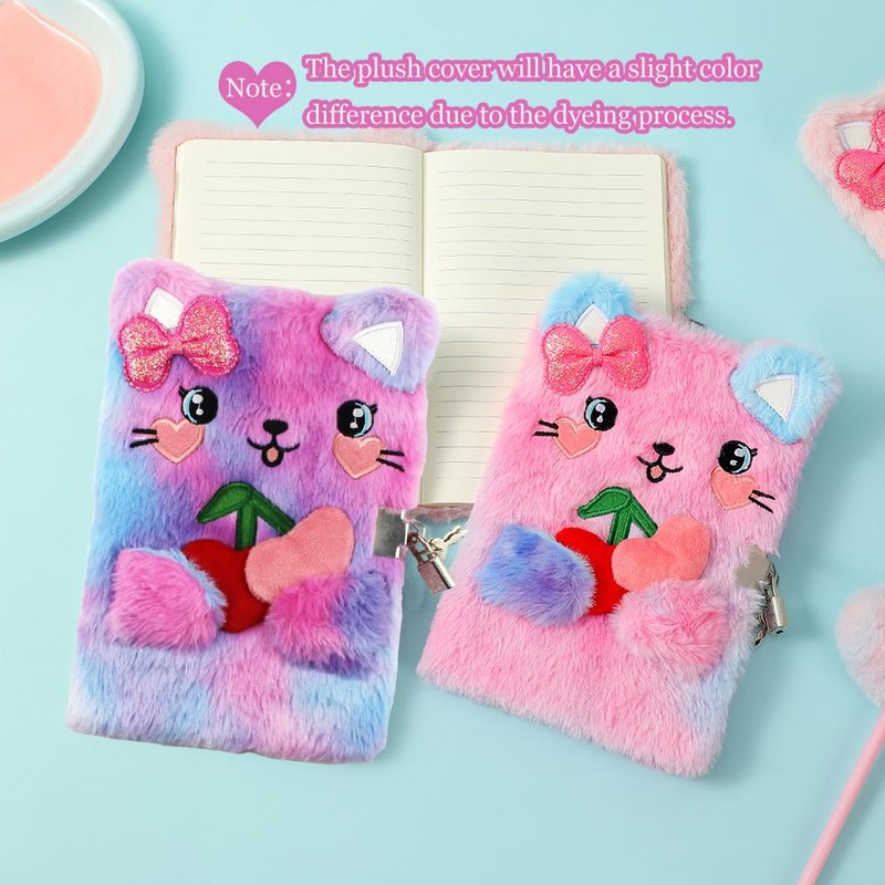 YankMooM Cat Secret Diary with Lock for Girls, Tie-Dye Kids