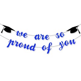 2025 Graduation Banner Decorations Class of 2025 Banner, We are So Proud of You Graduation Banners, Congrats Grad for Congratulation Party Supplies, School, Home (Blue)