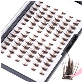 Natural Lash Clusters - 84pcs Wispy Eyelash Clusters, C Curl MIX Length Resuable DIY Lash Extensions,LANKIZ Individual Lashes for Beginners(MANGA02-BROWN)