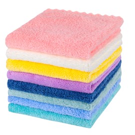 Radsocken 8 Pack Flannel Face Cloth, 12 x 12 Inch Soft Face Towels Make Up Remover Cloth Reusable Microfibre Face Cloth Facial Cleansing Cloths Baby Wash Cloth for Women Kids