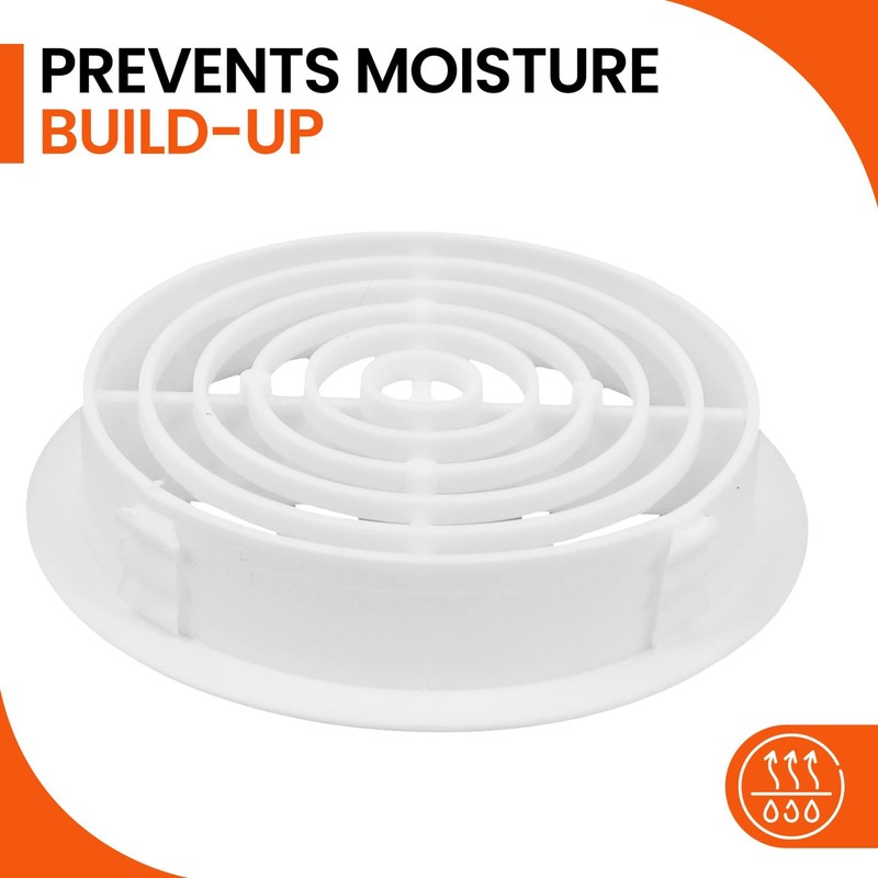 10 x White Plastic 70mm Round Soffit Air Vents/Upvc Push