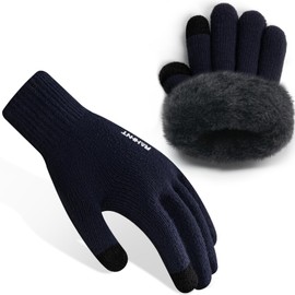 Rahhint Wool Winter Gloves Men Women Fleece lined Knit Gloves with Touchscreen Fingers Insulated Gloves Keep Hand Warm Gift