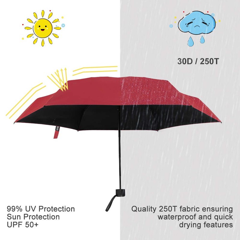 Yoobure Small Mini Umbrella with CaseDesign Perfect for Travel Lightweight