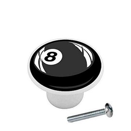 8 Ball Black Billiards Pool - Decorative Ceramic Dresser Drawer Pulls Cabinet Cupboard Knobs