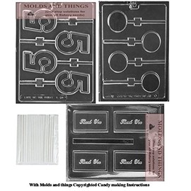 Number 5 LOLLY numbers and letters Chocolate candy mold, Thank you chocolate candy mold & Plain Cookie (Oreo) Lollipop Chocolate Mold With Copywrited molding Instructions + 50 sticks