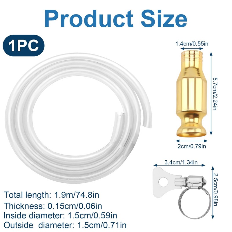 Scraper Hose, Set 4 mm Brass Coupling 2 Metre Hose