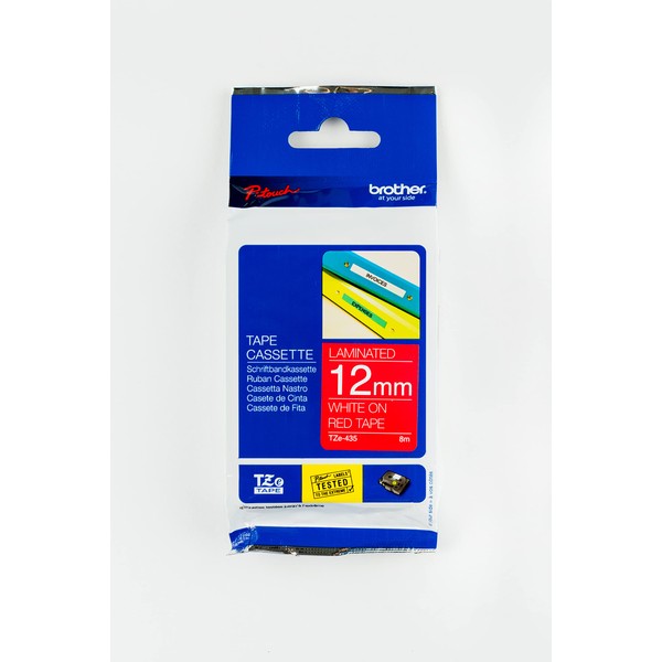 Brother TZE-435 White On Red