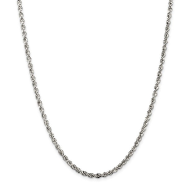 925 Sterling Silver 3mm Solid Rope Chain Necklace - with