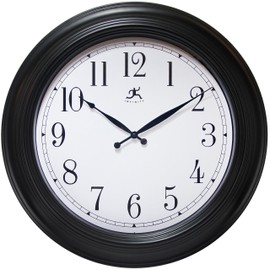 Infinity Instruments 24 inch Traditional Large Non-Ticking Silent Battery Operated Easy to Read Wall Clock for Living Room, Bedroom, Kitchen, Home Office, Black
