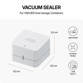 VAKUEN Vacuum Sealer for vakuen containers, Automatic vacuum sealing operation, Ideal for keeping food fresh from meat to veggies, Keep food fresh up to 5 times longer than non-vacuum storage