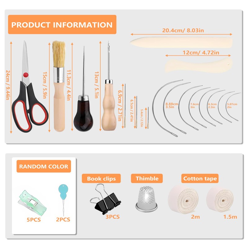 LANZLC Bookbinding Set, 41 Pieces Bookbinding Tools, Bookbinding Materials, Bookbinding