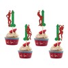 24Pcs Christmas Cupcake Toppers Red-green Glitter Pole Dancing Girl Cupcake