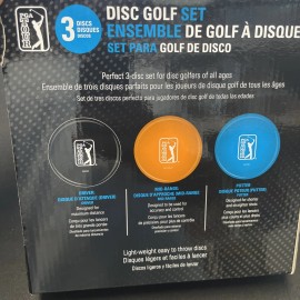 PGA Tour 3 Disc Golf Starter Set Driver Mid Range Putter Frisbee Park Game Kids