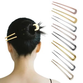8Pcs Metal French Hair Pins for Women, LIUCONGBD U Shaped 2 Prong Updo Chignon Pin for Girls, Hairclip Sticks for Buns Hair Styling Accessories for All Hair Types