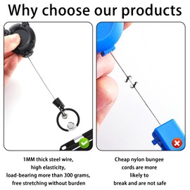 Yafe 2 Pack Heavy Duty Retractable Badge Reel, Retractable Id Badge Holder Lanyard Extender Retractable Lanyard with Thick Steel Cord