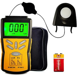 BTMETER Digital Illuminance Light Meter BT-881C,Lumen/FC Photometer,Luxmeter Sensor Measure 0.1~200000 Lux (0.01~20000FC) Lights,Bright Tester for Photography, Plant, Foot Candle