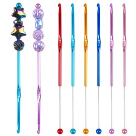 Framendino, 6 Pack Beadable Crochet Hooks 4 mm Aluminum Crochet Hooks Set for Knitting Scarf Hat 6 Colors
