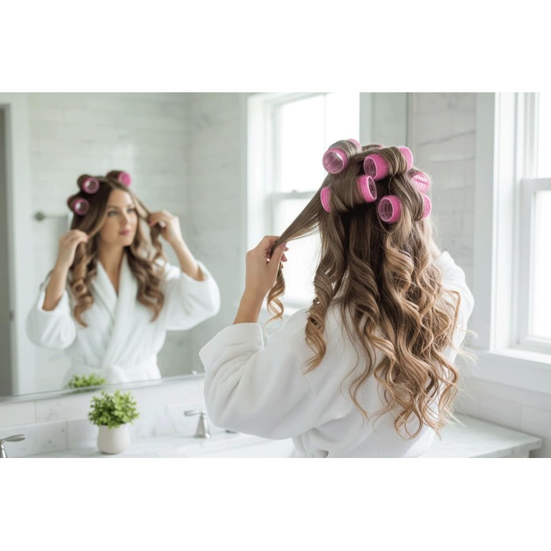 6-Pack Self-Grip Hair Rollers, 30mm-32mm (1"-1.2") Volume Curlers, Random Color