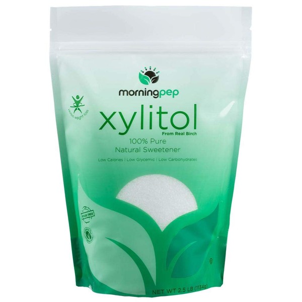 Morning Pep Pure Birch Xylitol (Keto Diet Friendly) Sweetener with no Aftertaste 2.5 LBs (Not from Corn) Non GMO Kosher Gluten Free Product of USA. 40 OZ