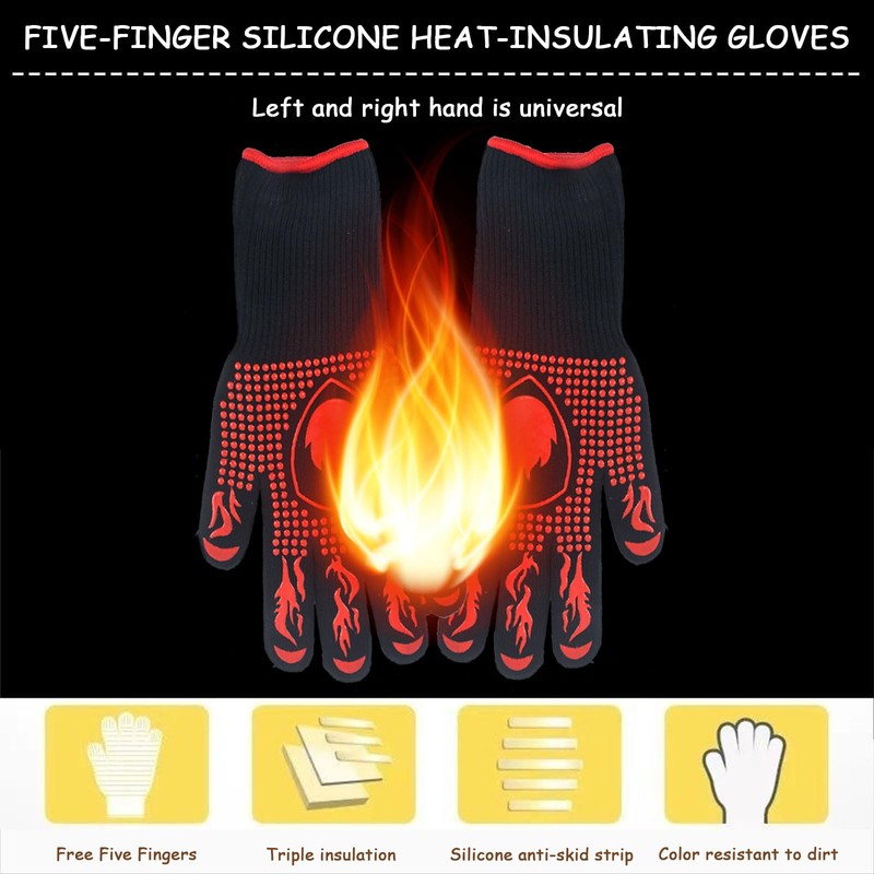 SSKHE BBQ Gloves, Prevent burns Heat Proof Gloves, Oven Mitts