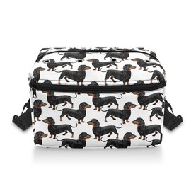 Kuiaobaty Dachshund Dog Print Yarn Storage Bag for Knitting Accessories, Cartoon Puppy Zipper Craft Bag Knitting Tote Bag for Crochet Project